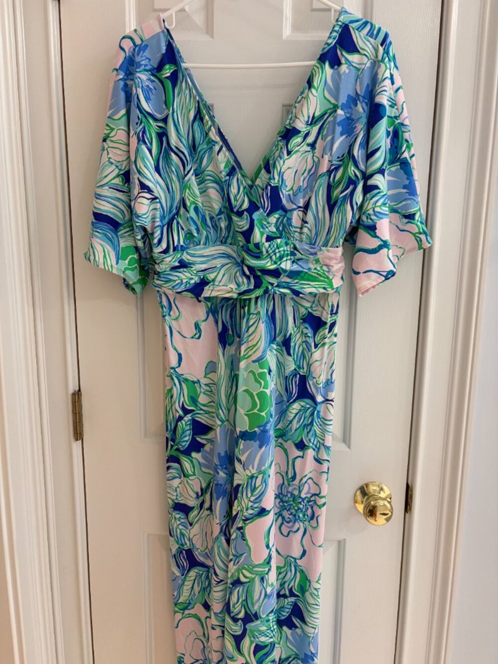 Lilly Pulitzer Parigi Maxi Dress Party Thyme Blue Green White Pink - Size L - Picture 5 of 5